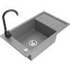 Mexen Elias 1-compartment granite sink with a drip tray and kitchen mixer tap Telma, Grey - 6511-71-670200-70