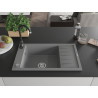 Mexen Elias 1-bowl granite sink with drainer and Telma kitchen faucet, gray - 6511-71-670200-70