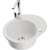 Mexen Kevin 1-bowl granite sink with drainer and Rita kitchen faucet, white - 6517-20-670300-00