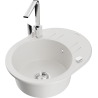 Mexen Kevin granite kitchen sink 1-bowl with drainer and Rita kitchen faucet, white - 6517-20-670300-00