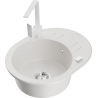 Mexen Kevin 1-bowl granite sink with drainer and kitchen faucet Rita, white - 6517-20-670300-20