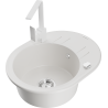 Mexen Kevin 1-compartment granite sink with a drip tray and kitchen mixer tap Rita, White - 6517-20-670300-20