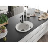 Mexen Kevin 1-bowl granite sink with drainer and Rita kitchen faucet, white - 6517-20-670300-70