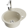 Mexen Kevin granite kitchen sink 1-bowl with drainer and kitchen faucet Rita, beige - 6517-69-670300-00