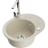 Mexen Kevin granite sink 1-bowl with drainer and kitchen faucet Rita, beige - 6517-69-670300-00