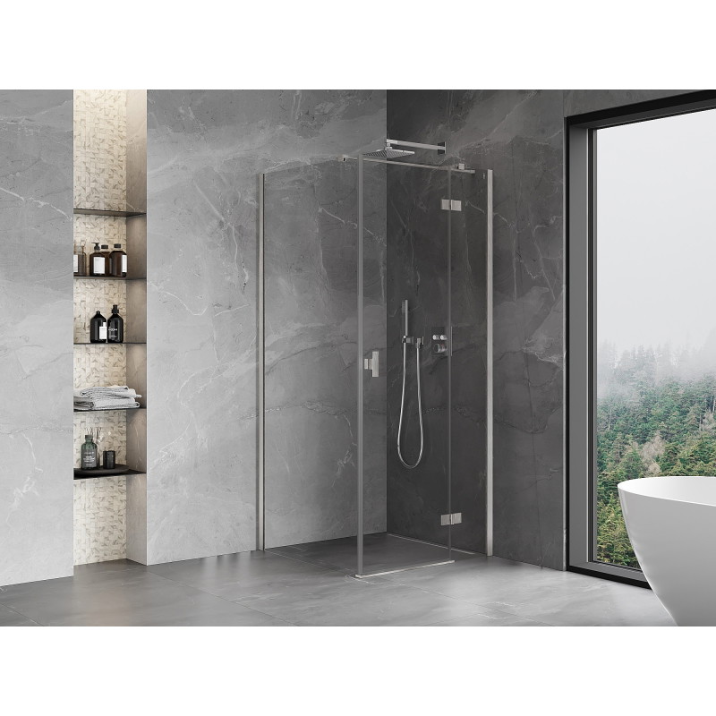 Mexen Mist-H T 90 x 90 cm right-hinged shower enclosure, transparent, brushed nickel - 8A5T-090-090-97-00-P
