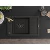 Mexen Elias granite sink 1-bowl with drainer and Telma kitchen tap, black/gold - 6511-75-670200-50-B