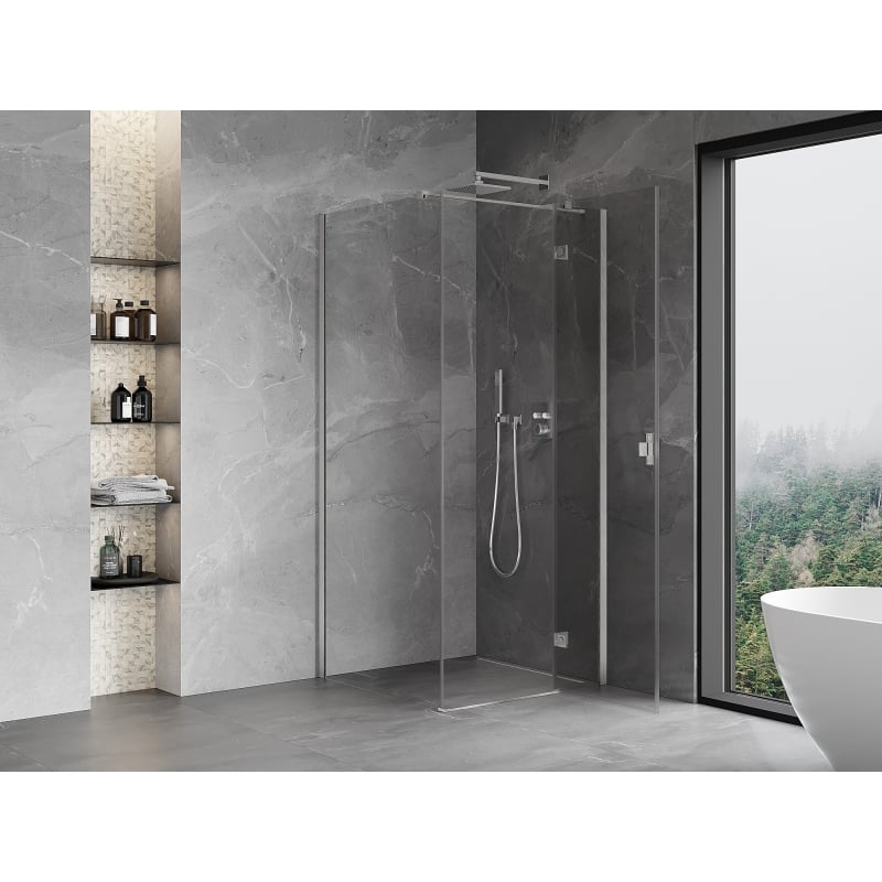 Mexen Mist-H T right swing shower cabin 100 x 100 cm, transparent, brushed nickel - 8A5T-100-100-97-00-P