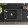 Mexen Elias 1-bowl granite sink with drainer and Telma kitchen faucet, speckled black - 6511-76-670200-50