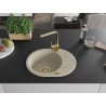 Mexen Kevin granite kitchen sink 1-bowl with drainer and Rita kitchen faucet, beige - 6517-69-670300-50