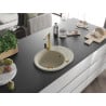 Mexen Kevin granite kitchen sink 1-bowl with drainer and Rita kitchen faucet, beige - 6517-69-670300-50