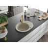 Mexen Kevin granite single-bowl sink with drainer and Rita kitchen faucet, beige - 6517-69-670300-50