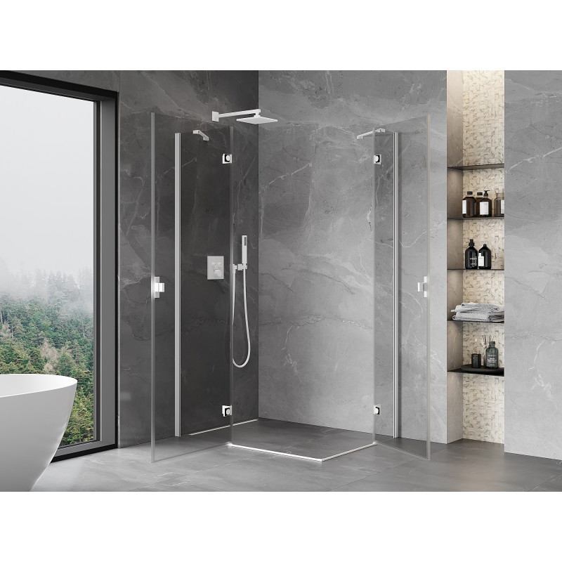 Mexen Mist-H Duo shower enclosure hinged left 90 x 70 cm, transparent, white - 8A5-090L-070P-20-00