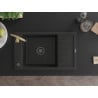 Mexen Elias 1-bowl granite sink with drainer and Telma kitchen faucet, black - 6511-77-670200-50-B
