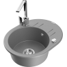 Mexen Kevin 1-bowl granite sink with drainer and kitchen faucet Rita, gray - 6517-71-670300-00