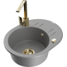 Mexen Kevin 1-compartment granite sink with a drip tray and kitchen mixer tap Rita, Grey - 6517-71-670300-50