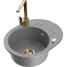 Mexen Kevin granite sink 1-bowl with drainer and kitchen faucet Rita, gray - 6517-71-670300-50