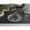 Mexen Kevin granite kitchen sink 1-bowl with drainer and kitchen faucet Rita, gray - 6517-71-670300-50