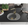 Mexen Kevin granite sink 1-bowl with drainer and kitchen faucet Rita, gray - 6517-71-670300-50
