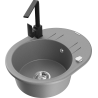 Mexen Kevin 1-bowl granite sink with drainer and Rita kitchen tap, grey - 6517-71-670300-70