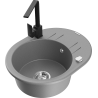 Mexen Kevin granite sink 1-bowl with drainer and kitchen faucet Rita, gray - 6517-71-670300-70