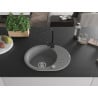 Mexen Kevin granite kitchen sink 1-bowl with drainer and kitchen faucet Rita, gray - 6517-71-670300-70