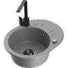 Mexen Kevin 1-compartment granite sink with a drip tray and kitchen mixer tap Rita, Grey - 6517-71-670300-70-B