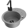 Mexen Kevin granite sink 1-bowl with drainer and kitchen faucet Rita, gray - 6517-71-670300-70-B