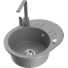 Mexen Kevin 1-compartment granite sink with a drip tray and kitchen mixer tap Rita, Grey - 6517-71-670300-71