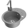 Mexen Kevin single-bowl granite sink with drainer and Rita kitchen faucet, gray - 6517-71-670300-71