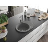 Mexen Kevin 1-bowl granite sink with drainer and Rita kitchen faucet, gray - 6517-71-670300-71