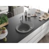 Mexen Kevin single-bowl granite sink with drainer and Rita kitchen faucet, gray - 6517-71-670300-71