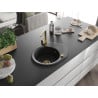 Mexen Kevin 1-bowl granite sink with drainer and Rita kitchen tap, black/silver - 6517-73-670300-50