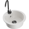 Mexen Diego granite kitchen sink with 1 bowl and Telma kitchen faucet, white - 6512-20-670200-70