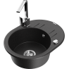 Mexen Kevin 1-compartment granite sink with a drip tray and kitchen mixer tap Rita, Black/Silver - 6517-73-670300-00