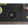 Mexen Kevin 1-compartment granite sink with a drip tray and kitchen mixer tap Rita, Black/Silver metallic - 6517-73-670300-70