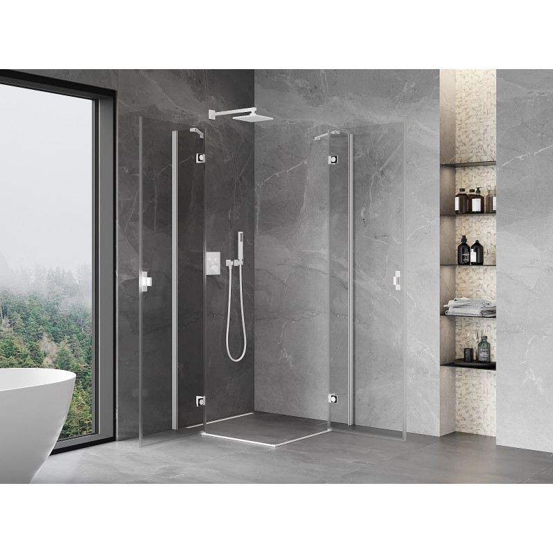 Mexen Mist-H Duo pivot shower cabin 100 x 100 cm, transparent, white - 8A5-100L-100P-20-00