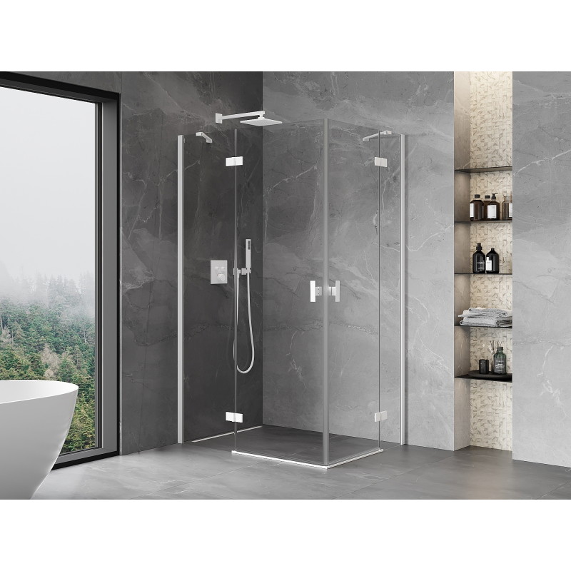 Mexen Mist-H Duo Shower Enclosure Hinged Left 105 x 100 cm, Transparent, White - 8A5-105L-100P-20-00