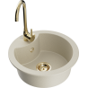 Mexen Diego 1-bowl granite sink with Telma kitchen faucet, beige - 6512-69-670200-50