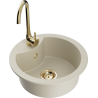 Mexen Diego 1-compartment granite sink with a kitchen mixer tap Telma, Beige - 6512-69-670200-50