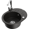 Mexen Kevin granite kitchen sink single-bowl with drainer and kitchen faucet Rita, black/gold metallic - 6517-75-670300-00