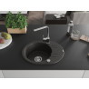 Mexen Kevin granite sink 1-bowl with drainer and kitchen faucet Rita, black/golden metallic - 6517-75-670300-00