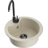Mexen Diego 1-bowl granite sink with Telma kitchen faucet, beige - 6512-69-670200-70