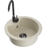 Mexen Diego 1-compartment granite sink with a kitchen mixer tap Telma, Beige - 6512-69-670200-70