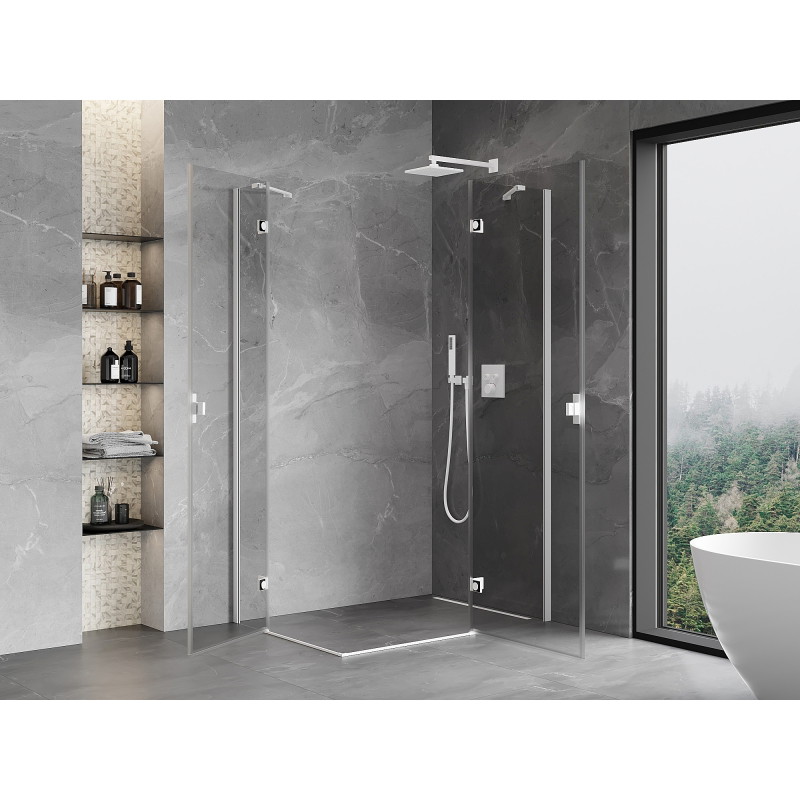 Mexen Mist-H Duo Hinged Shower Cabin Right 110 x 115 cm, Transparent, White - 8A5-110L-115P-20-00