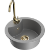Mexen Diego granite sink 1-bowl with Telma kitchen mixer tap, grey - 6512-71-670200-50