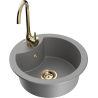 Mexen Diego single-bowl granite sink with Telma kitchen faucet, gray - 6512-71-670200-50