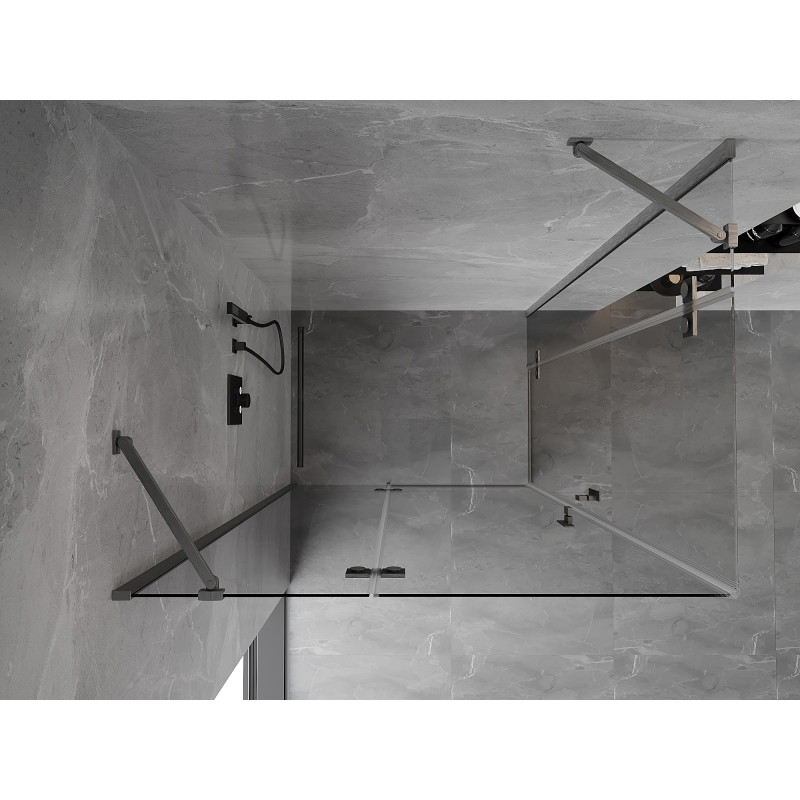 Mexen Mist-H Duo Shower Enclosure Hinged Left 100 x 70 cm, Transparent, Brushed Gun Gray - 8A5-100L-070P-66-00