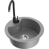 Mexen Diego 1-bowl granite sink with Telma kitchen tap, grey - 6512-71-670200-70