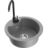 Mexen Diego granite 1-bowl kitchen sink with Telma kitchen faucet, gray - 6512-71-670200-70